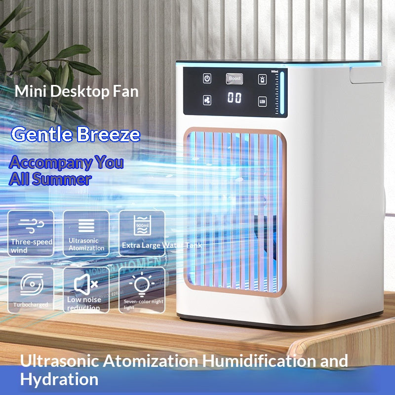 Mistbreeze silent humidifying desk fan, on desk setup