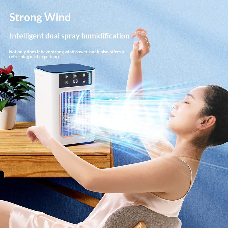 Mistbreeze silent humidifying desk fan, front view