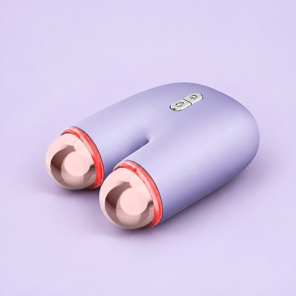 Glow Ritual facial massager on a lilac background