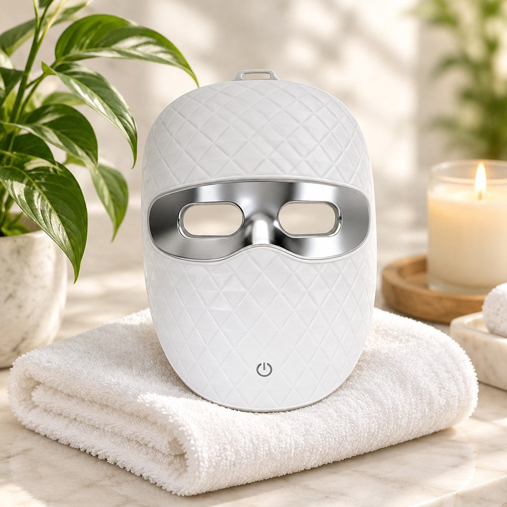 Softlight LED facial mask on a white towel